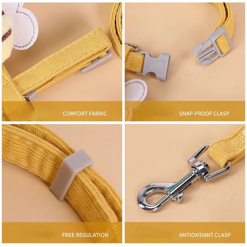 Adjustable Cartoon Bee Double Layer Cat Harness and Leash Set.