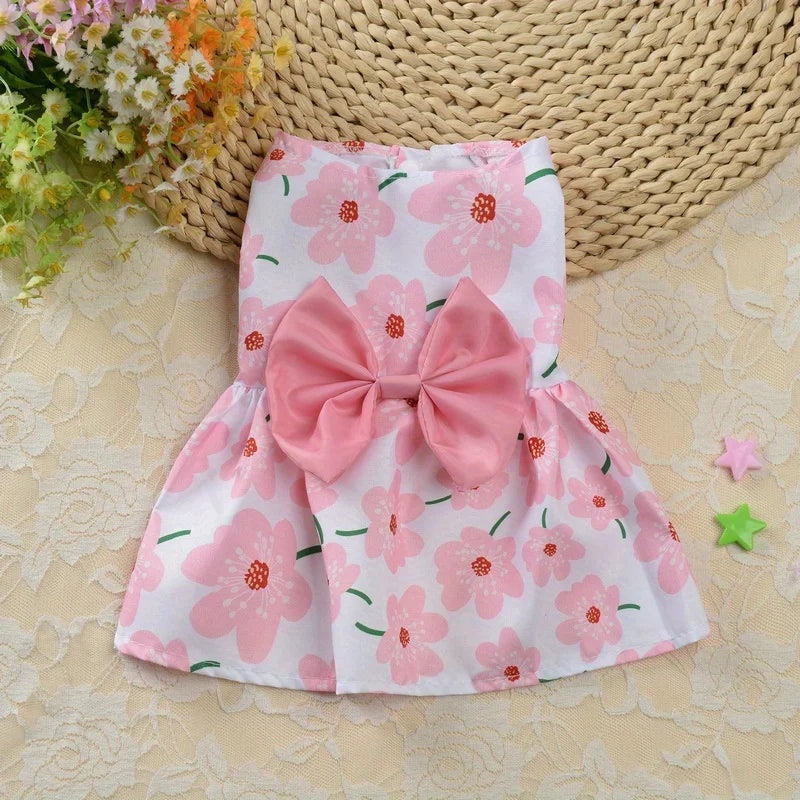 Soft & Sleeveless Floral Outfit for Cats and Dogs,