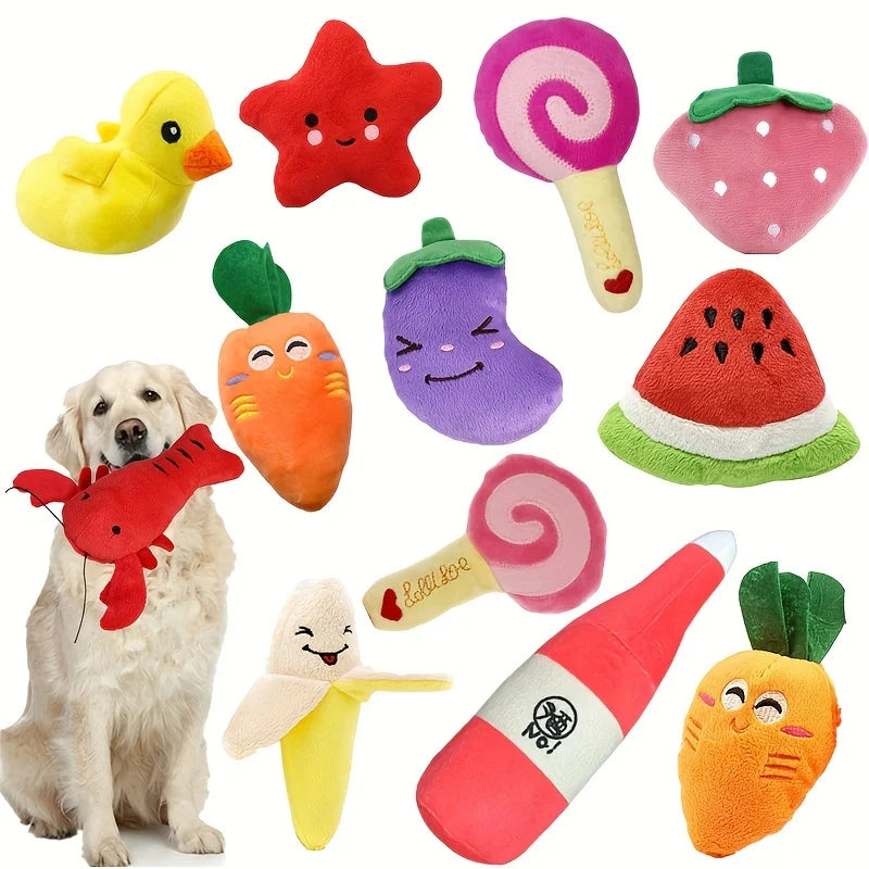 10Pcs Pet Teething Toys Stuffed Plush Puppy Toys.