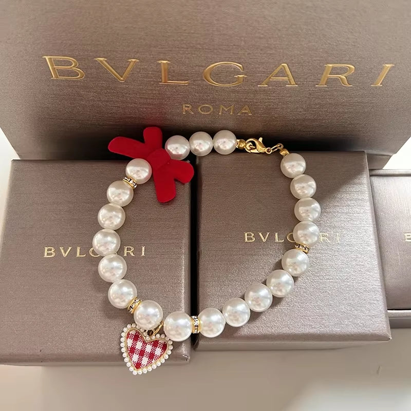 Pearl Vintage Crystal Pendant Cat Collar