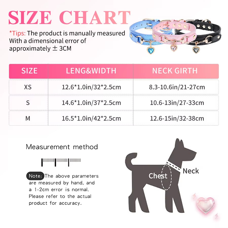 Beautiful PU Pet Cat&Dog Collar Decorated with Sparkling Love.