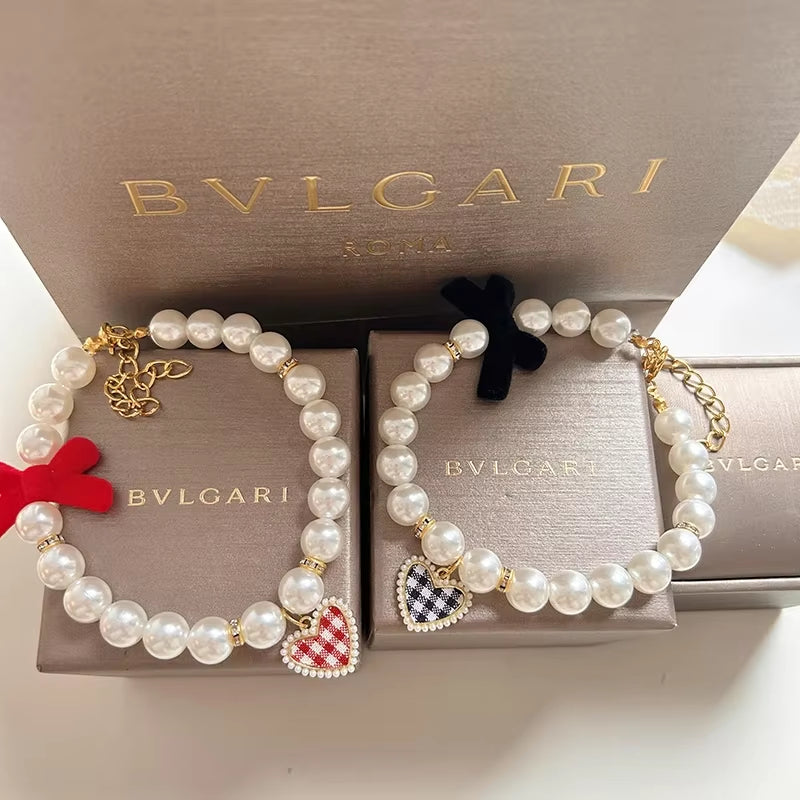 Pearl Vintage Crystal Pendant Cat Collar