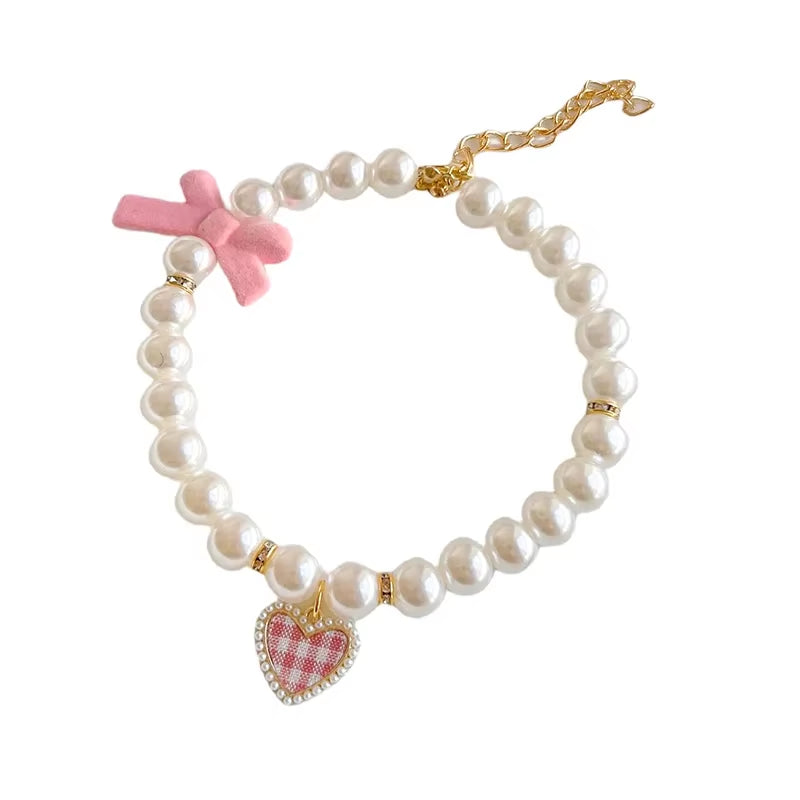 Pearl Vintage Crystal Pendant Cat Collar