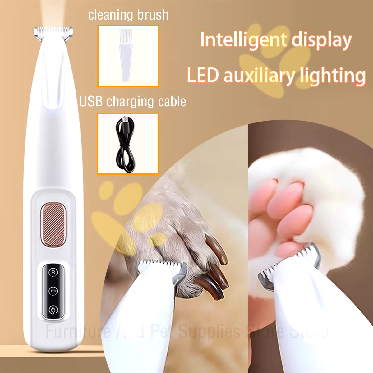 Dog Paw Trimmer with LED Light Fully Waterproof