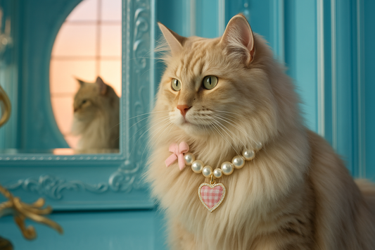 Pearl Vintage Crystal Pendant Cat Collar