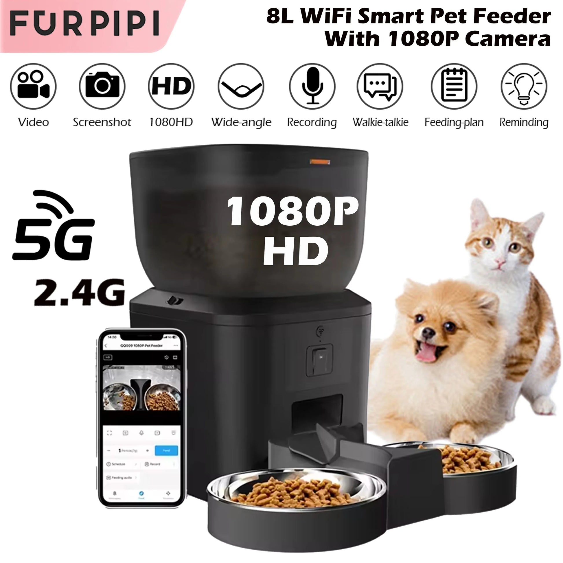 Automatic Cat Feeder with 1080P Camera Video