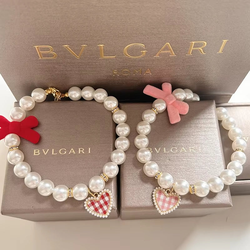 Pearl Vintage Crystal Pendant Cat Collar