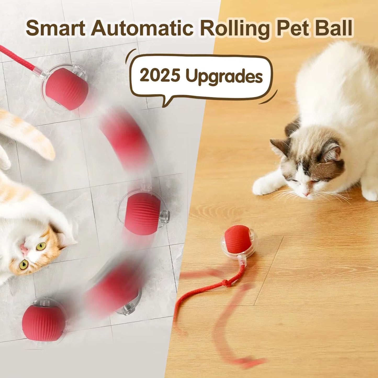 Dog & Cat nteractive Ball Toy, Automatic Rolling Ball with Tail