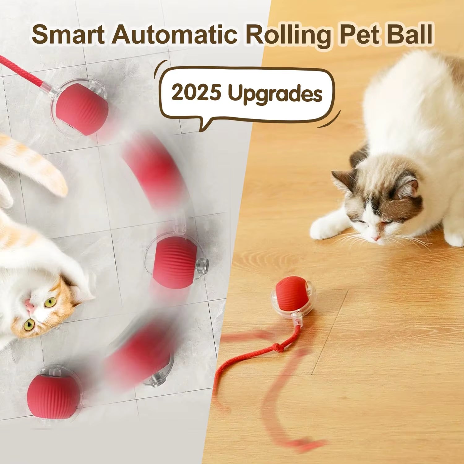 Dog & Cat nteractive Ball Toy, Automatic Rolling Ball with Tail