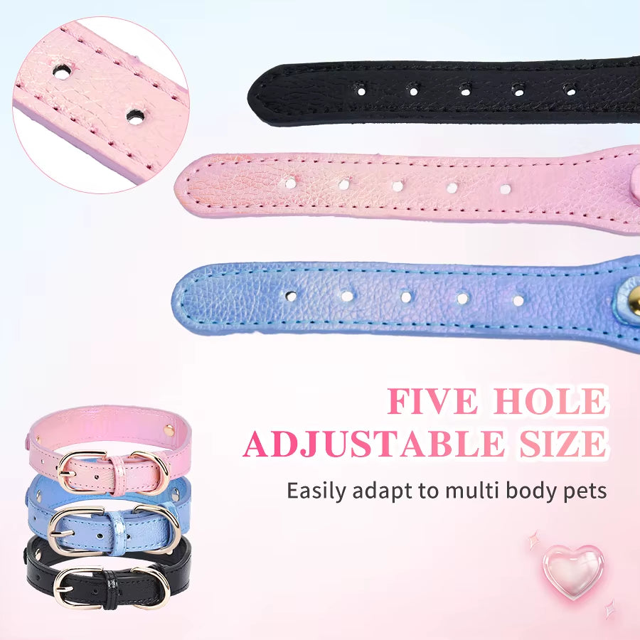 Beautiful PU Pet Cat&Dog Collar Decorated with Sparkling Love. 