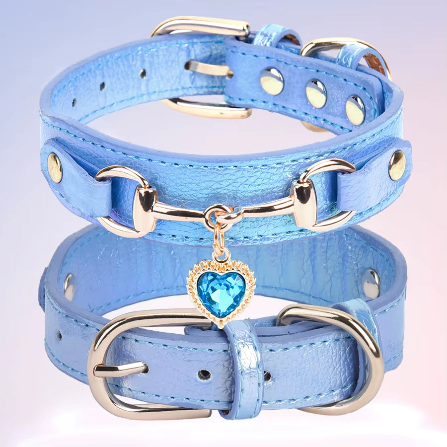 Beautiful PU Pet Cat&Dog Collar Decorated with Sparkling Love. 