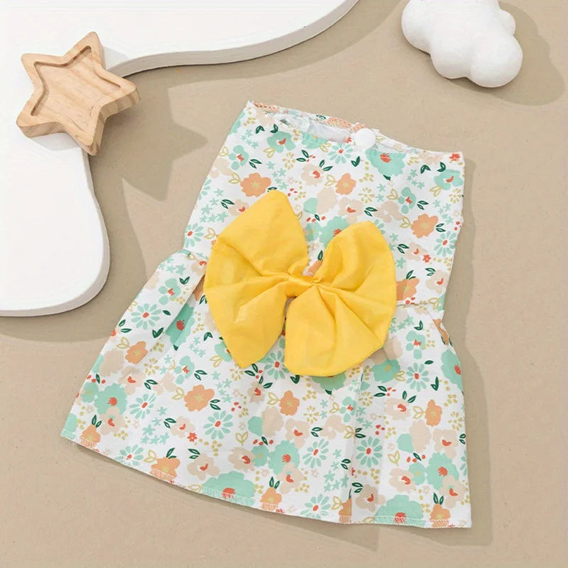 Soft & Sleeveless Floral Outfit for Cats and Dogs, 