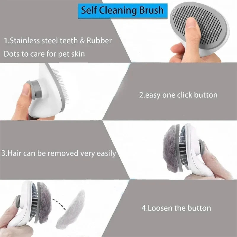 Self-Cleaning Pet Hair Remove Comb Cat Slicker Brush 