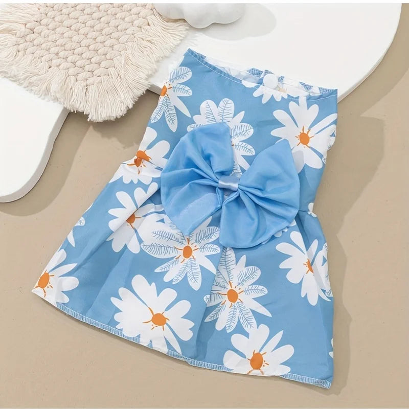 Soft & Sleeveless Floral Outfit for Cats and Dogs, 