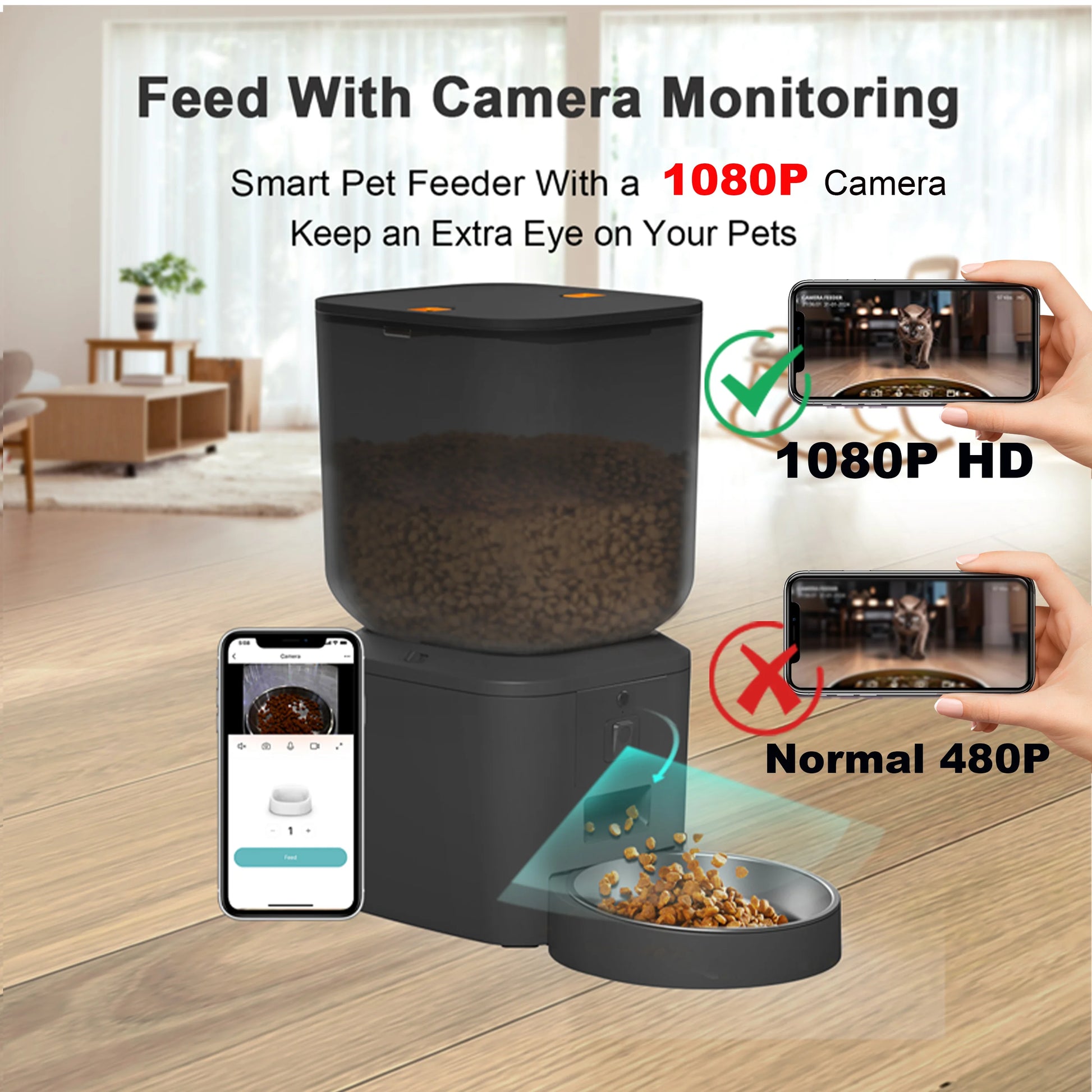 Automatic Cat Feeder with 1080P Camera Video 