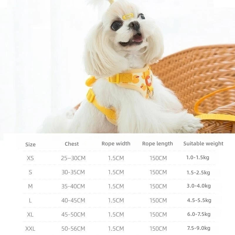 Cartoon Duck Dog Harness and Leash Set 