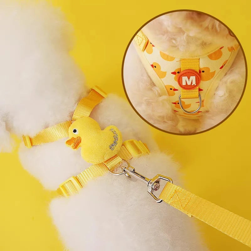 Cartoon Duck Dog Harness and Leash Set 