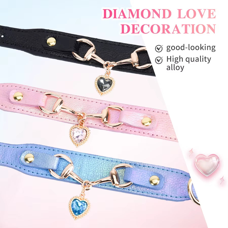 Beautiful PU Pet Cat&Dog Collar Decorated with Sparkling Love. 